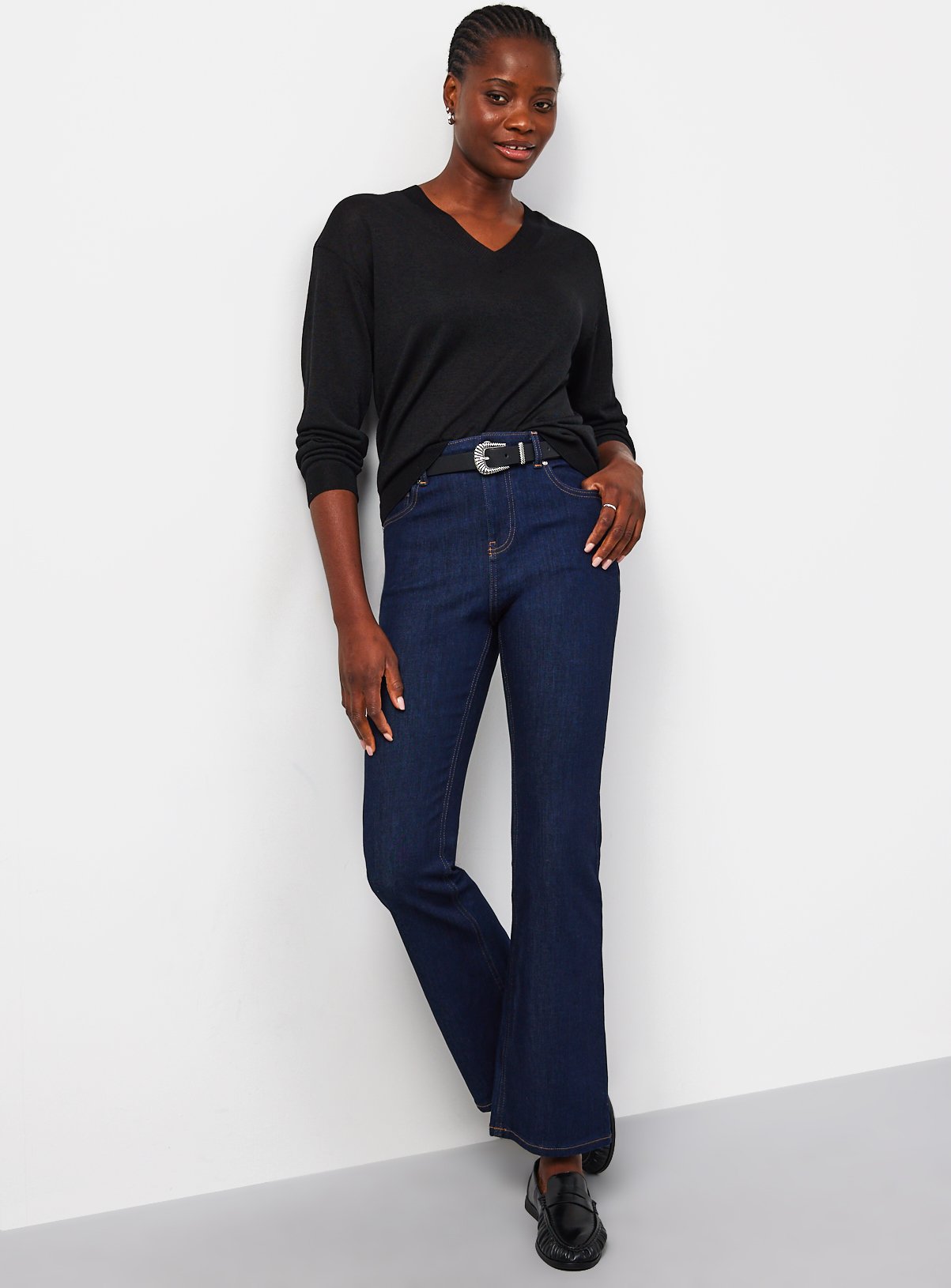 Dark Denim Slim Flare Jeans 20L - Image 2 thumbnail